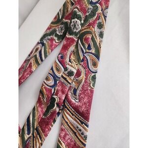 Vintage Pelican USA Silk Paisley Suspenders Burgundy Green Gold Made in England